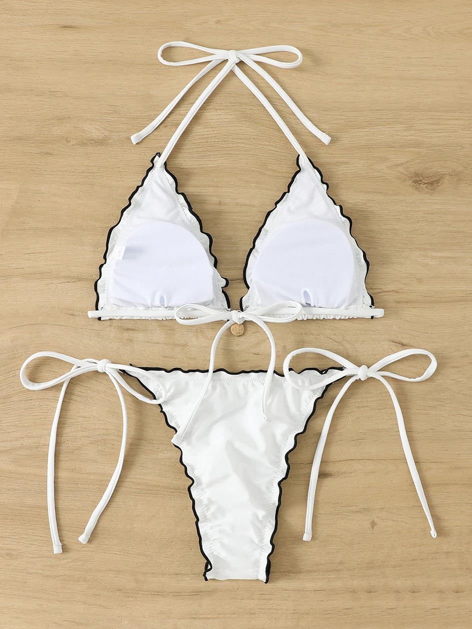 Sexy Triangle Micro Bikini 2026 Women Swimsuit Two-pieces Swimwear for Female Beach Wear Lace Up Bikinis Sets Thong Bathing Suit