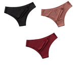 3Pcs/Set Women's Smooth Ice Silk Briefs Low-Rise Ice Silk Brazilian Panties No-Show Breathable Underwear Seamless Bikin