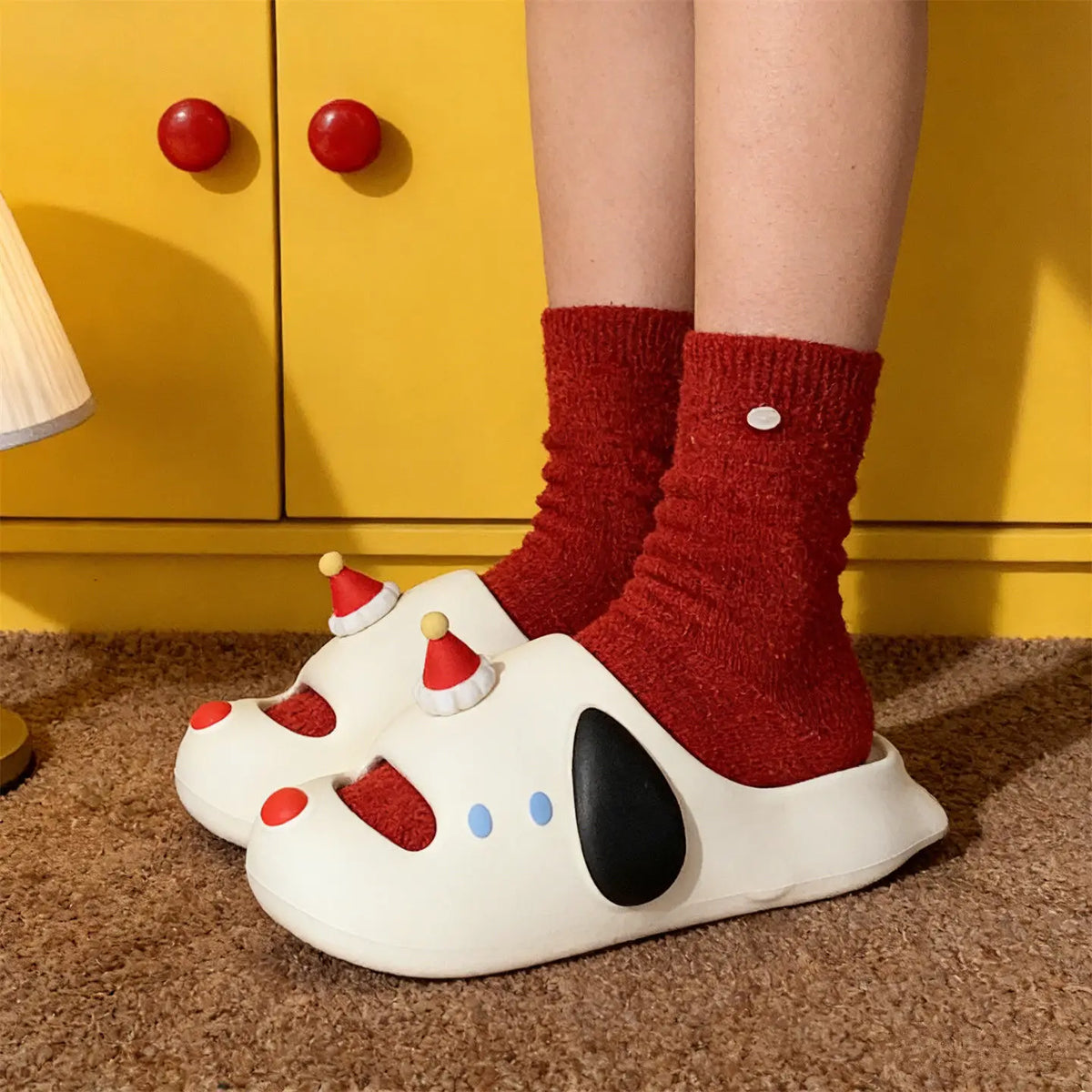 Cute Cartoon Dog Indoor Street Slippers For Women Summer House Shoes Soft EVA DIY Funny Birthday Hat Girls Home Beach Slides