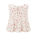Summer Women Tie-up Tube Tops Floral Print Drawstring Strapless Bandeau Vest Backless Shirts for Streetwear Aesthetic Clothes