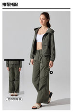 Outdoor Windproof Mountaineering Jacket Women Fashion Lightweight Sun Protection Sports Hooded Top Casual Loose Hiking Yoga Suit