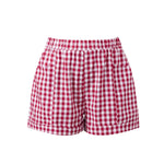 Summer Women's Loose Plaid Shorts Elastic Waist Wide Leg Shorts with Pockets Daily Lounge Casual Going Out Short Pants