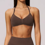 Women's Seamless Halter Yoga Bra Open Back Fitness Sport Underwear Shockproof Push-up Runnings Crop Top Female Workout Underwear