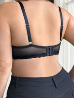 Large size black bra transparent sexy mesh underwear women lace underwear plus size bra MR3593