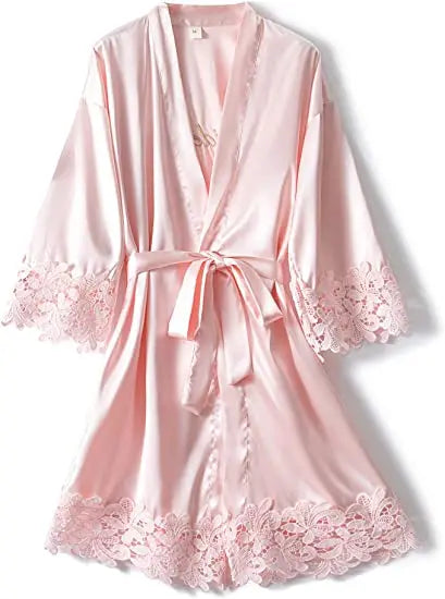 Bridesmaid Robes Rose Gold Bride Robe Wedding Bridesmaid Gift Satin Lace Robe Bridal Dressing Gown Bachelorette Party Pajamas