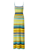 Women’s Bohemian Style Striped Two Piece Outfits Spaghetti Strap Tank Tops and Long Skirt Sets Summer Beach Street Wear