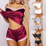 2024 Women's Pajama Sets V-Neck Stretch Satin Sexy Lingerie Sleepwear Home Wear Nightwear clothing