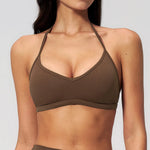 Juren Sports Bra Women Running Seamless Halter Top High Support Push-up Open Back Gym Wear Fitness Yoga Top Workout Underwear