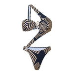 One Shoulder One Piece Swimsuit Woman Trikini Ring Linked Swimwear Thong Beachwear Woman 2025 Bathing Suits Holiday Pool Summer