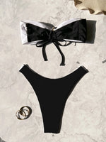 New Bandeau Patchwork Print Bikini Set Women's Swimsuit Sexy Backless Low Waist Bathing Suit Beachwear Starfish Decor Biquinis