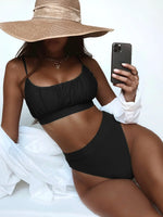 Bikini 2026 Sexy Solid High Waist Pleated Swimwear Swimsuit Women Bikinis Set Bathing Suit Beach Bikini Female Push Up Banadores