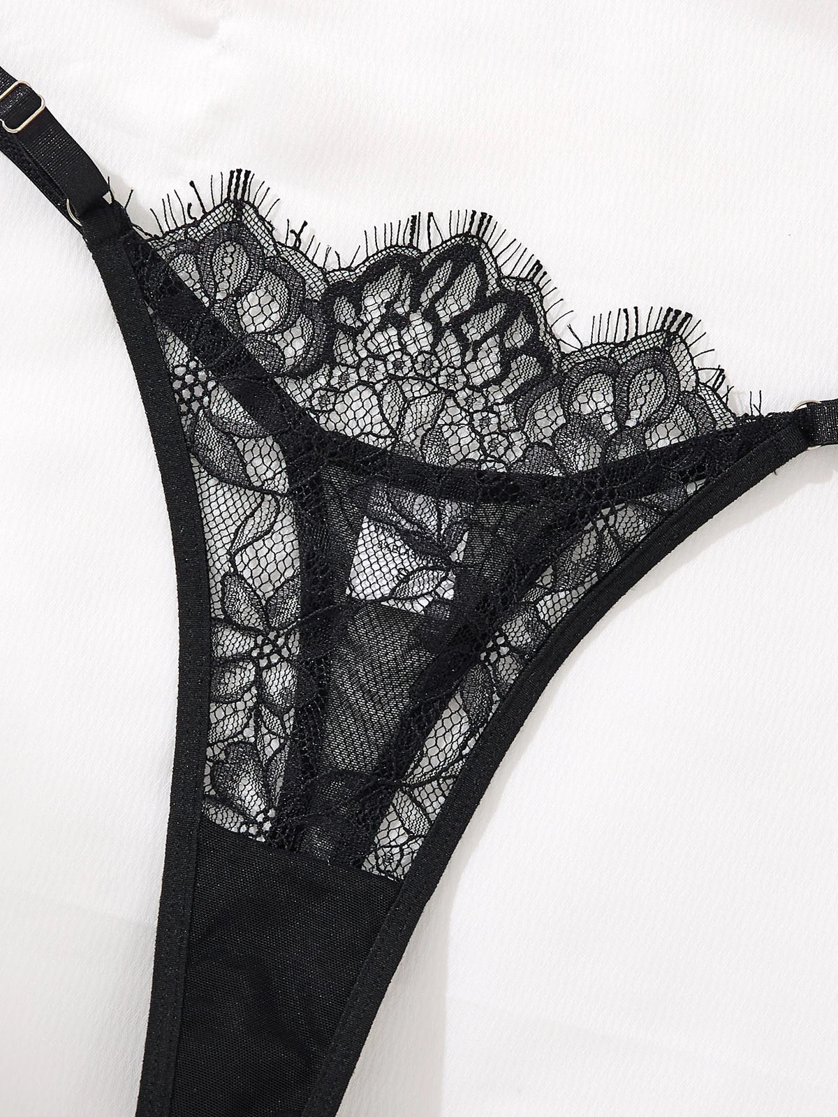 Black Lace Bra Brief Sets for Women Sexy Romantic Transparent Underwear with Flowers See through Erotic Lingerie