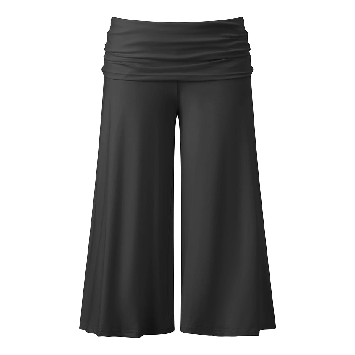 Women's Summer Capri Pants Fold Over Waistband Low Rise Wide Leg CroppedTrousers Daily Lounge Out Going Solid Color
