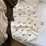 Women'sBrief Sets Cute Dachshund Print Bra Set Wireless Comfortable Lingerie SetSoft Bralette for Daily Wear