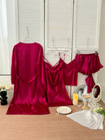 Five piece set of women's home clothes, plain sleepwear set, thin sleepwear, camisole shorts, camisole skirt set, elegant, sexy,