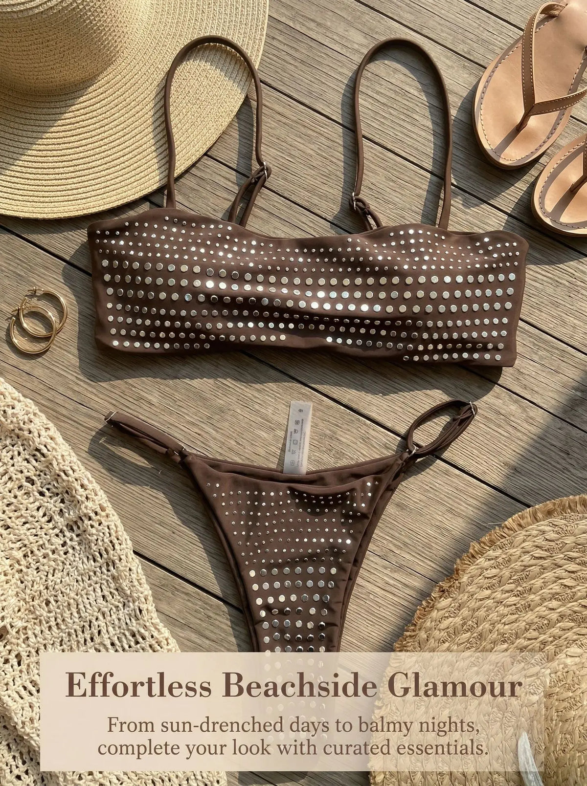 2026 Shiny Sequins Bandeau Bikini Women Swimwear Female Swimsuit Two-pieces Bikini Set Bather Bathing Suit Swim Lady Beachwear