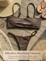 2026 Shiny Sequins Bandeau Bikini Women Swimwear Female Swimsuit Two-pieces Bikini Set Bather Bathing Suit Swim Lady Beachwear