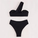 Brown One Shoulder Bikini High Waist Sexy Swimsuit Women 2026 Solid Swimwears Bathing Suit Bandeau Bikinis Sets De Mujer Biquini