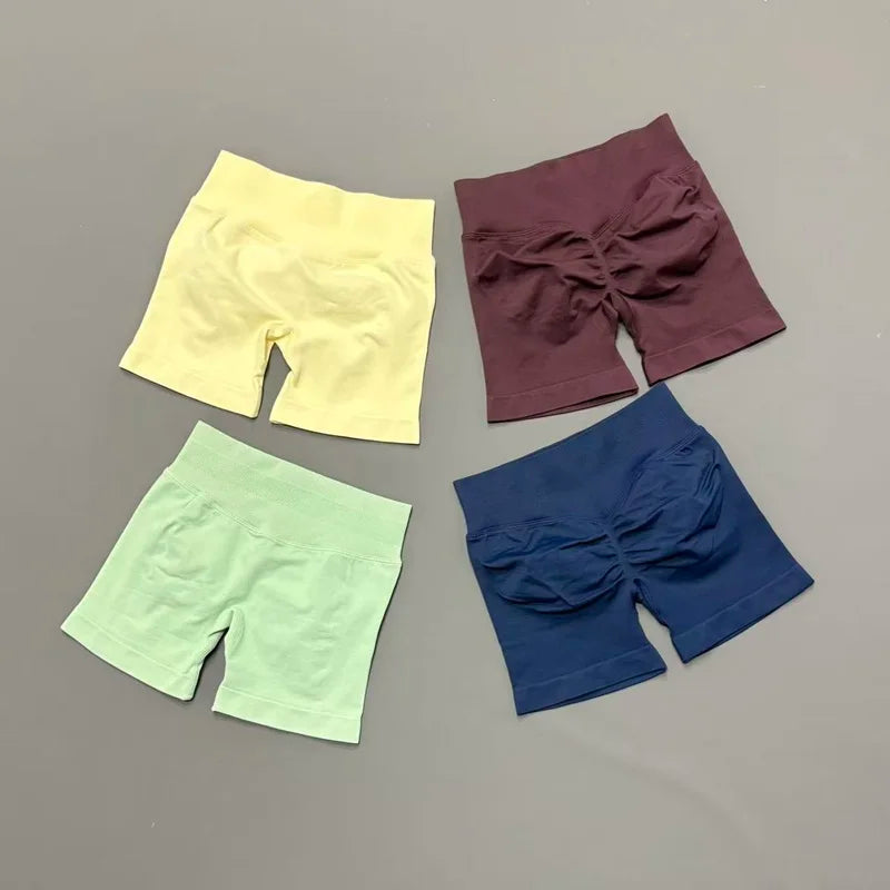 HISTELLO Impact Shorts 4.5" Women Fitness Sports Biker Shorts Low Waist Gym Short Workout Scrunch Butt Yoga Seamless Leggings