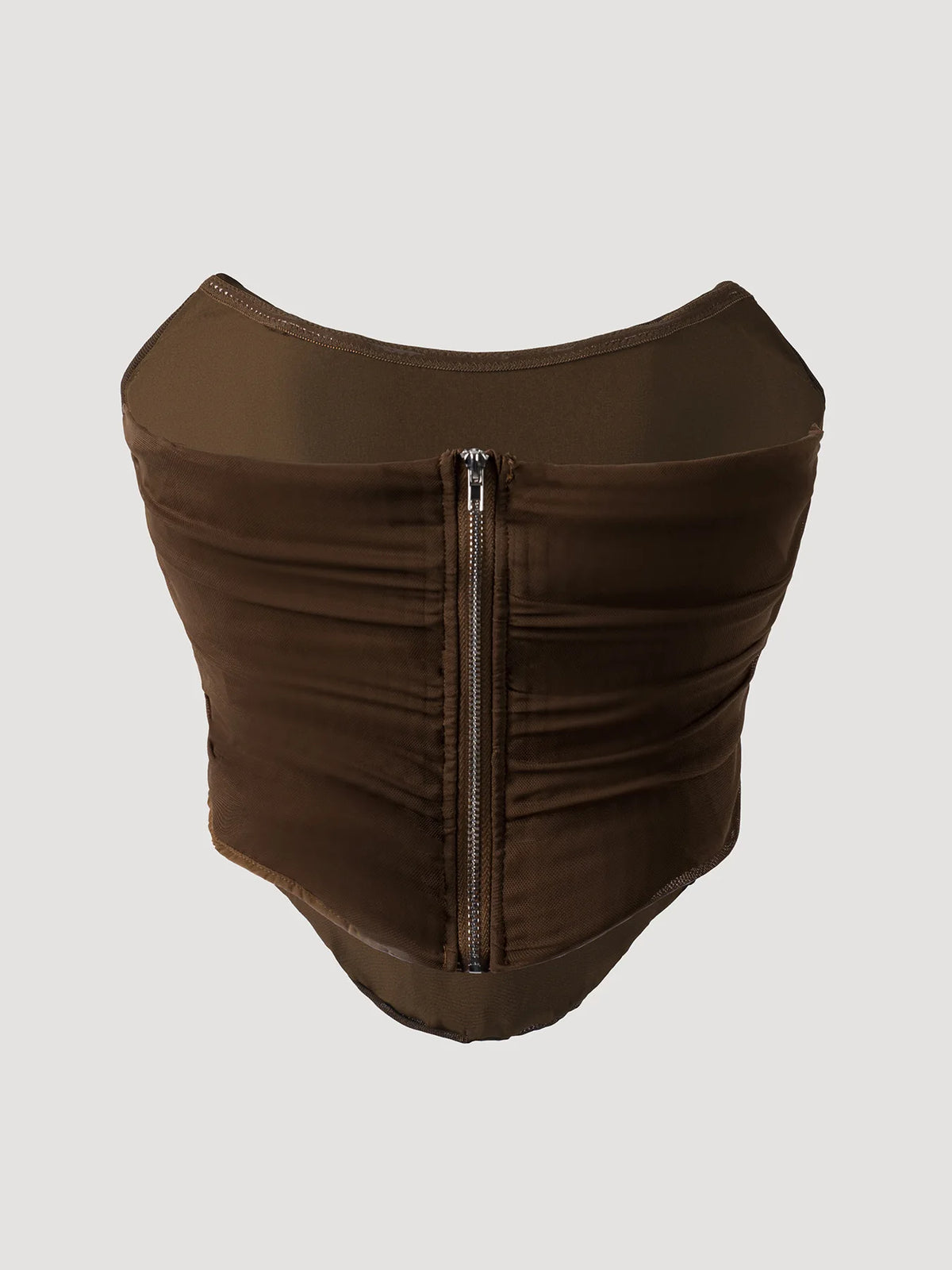 Brown Shaping Fishbone Tube Top Women's Vest Sexy High Waist Slim Fit Fashion Non-Slip Strip Zipper Bustier Bra Solid Color 2C92