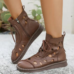 New 2026 Women's Casual Cool Boots Spring Summer Hollow Breathable Soft-soled Comfortable Flat-bottomed Short Boots