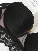 Women's Sexy Embroidered Lace Underwear Set with Steel Circles Convolute Push ups Comfortable Close fitting Underwear Set A3211