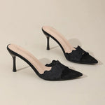 French champagne lace embroidered pointed high-heeled slippers women's versatile sexy celebrity fish mouth stiletto sandals