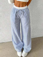 Women's Casual Striped Woven Wide Leg Pants Fall Winter 2024 Casual Stylish Full Length Trousers Y2K Clothes Streetwear