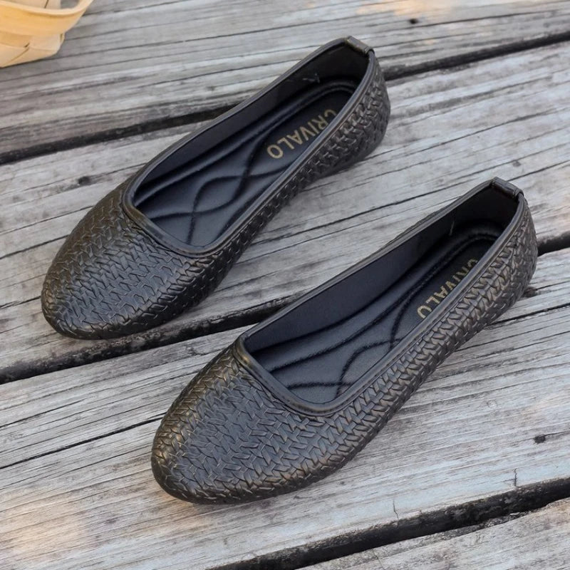 Women's Handmade Weaving Hollow Mesh Flat Shoes Lightweight Breathable Ballet Flats Summer Soft Comfortable Beach Sandals