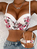 Floral Print Push Up Corset Bra For Women Sexy Longline Bustier Top Underwire Lingerie With Adjustable Straps B6060