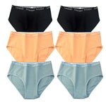 6Pcs/Set Women High Waist Cotton Briefs Letter Print Wide Waistband Panties Solid Color Full Coverage Hip Lifting Lingerie M-2XL