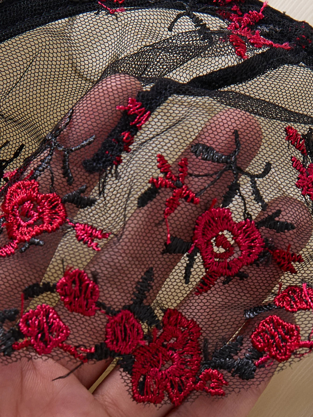A Set of Black Sexy Lingerie, Featuring Floral Patterns, Combining Allure and Sensuality in One ZA824028