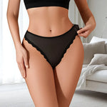 1pcs Black Sexy Women Panties Low Rise Elegant Sexy Lingerie Comfortable Breathable Lady Thongs Heart Decor Female Underwear