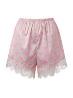 Summer Women’s Satin Lace Hem Shorts Elastic Waist Loose Fit Wide Leg Short Pants Casual Lounge Bottoms Solid Color