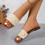 Summer Lace Women Slippers Elegant Hollow-out Ladies Fashion Causal Slip-on Shoes Outdoor Versatile Women Open-toe Flat Slippers