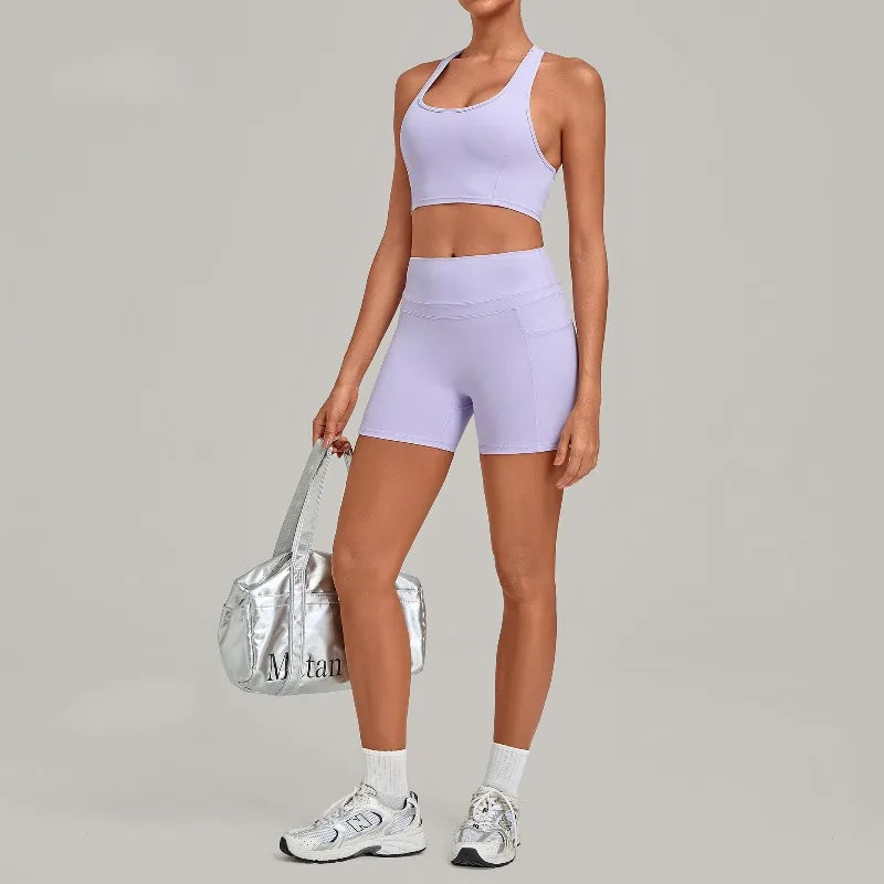 Women's Seamless Yoga Set Fitness Sports Slim‑Fit Beautiful Back Vest Training Workout Gym High Waist Butt-Lifting Pants Suits