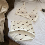 Women'sBrief Sets Cute Dachshund Print Bra Set Wireless Comfortable Lingerie SetSoft Bralette for Daily Wear
