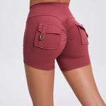 Women's Peach Lifting Yoga Shorts - High Waisted Stretchy Workout Shorts with Button Quick-Dry Tummy Control for Running Fitness