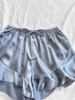 Sexy Solid Women's Pajama Set Breathable Top and Ruffle Shorts Sleepwear Summer Loungewear for Home Relaxation