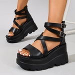 Super High Heel Women SandalsInner Height Increase Wedge Sandals for Women Peep-toe Platform High Heeled Sandals Sandalias