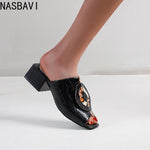 NASBAVI Out Outdoor Slippers Latest Luxury Shoes Women Designers Ladies Shoes and Sandals Wedding Shoes for Women Big Size 45 46