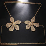 Exaggerated Crystal Flower Chest Chain Lingerie Women Accessories New in Summer Top Rhinestone Body Jewelry Bra Bikini Clothing
