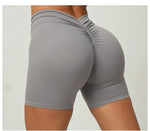 Sexy High-Waisted Yoga Shorts - Deep V Back Ruffled Booty Lift Women Tummy Control Workout Gym Peach Butt Fitness Shorts