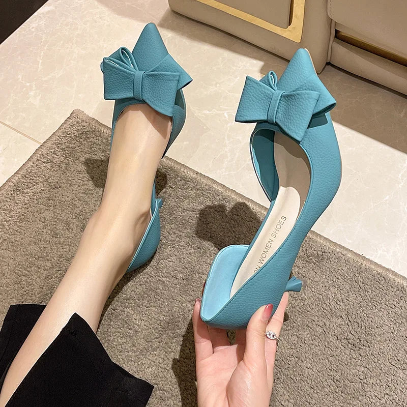 2026 New Thin Heels Pumps Women Blue Elegant Slip-On Party Shoes Woman Summer Pointed Toe Solid Color High Heels Shoes