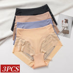 3Pcs/Set Women Panties High Waist Briefs Tummy Control Mesh Elastic Shapewear Ice Silk Female Seamless Underwear Sexy Lingerie