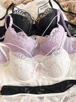 Sexy Hollow Cross Sling Bra French Lace Flowers Embroidery Women Underwear Set Comfort Thin Cup Push Up Bras Romantic Lingerie