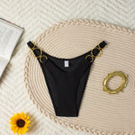 Sexy Low Waist Women Bikini Bottom Side Metal Buckles Hollow Out Swimming Thongs Summer Beach G-String Bathing Swimming Trucks