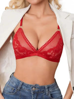 1pcs Red 3/4 Cup Wire-Free Brassiere for Women Bras Fashion Style Sexy Lingerie No Pad Erotic Lace Breathable Female Underwear