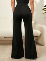 2026 Women's Solid Color Lace Spliced Flare Pants Trousers