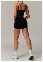 Yoga Shorts Sets Fake Two Piece Hanging Neck Shockproof Vest High Waist Pants Fitness Suit Breathable Women's Tight Sports Set